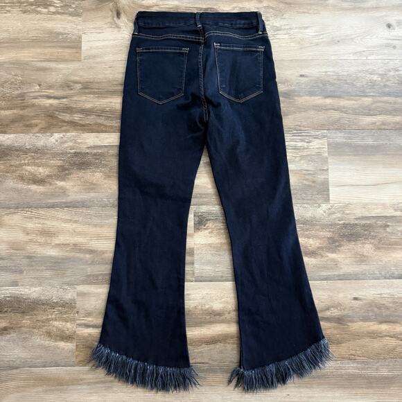 FRAME Le Crop Mini Boot Jeans Women’s 27 Dark Wash Fringe Hem High Rise - Picture 6 of 7